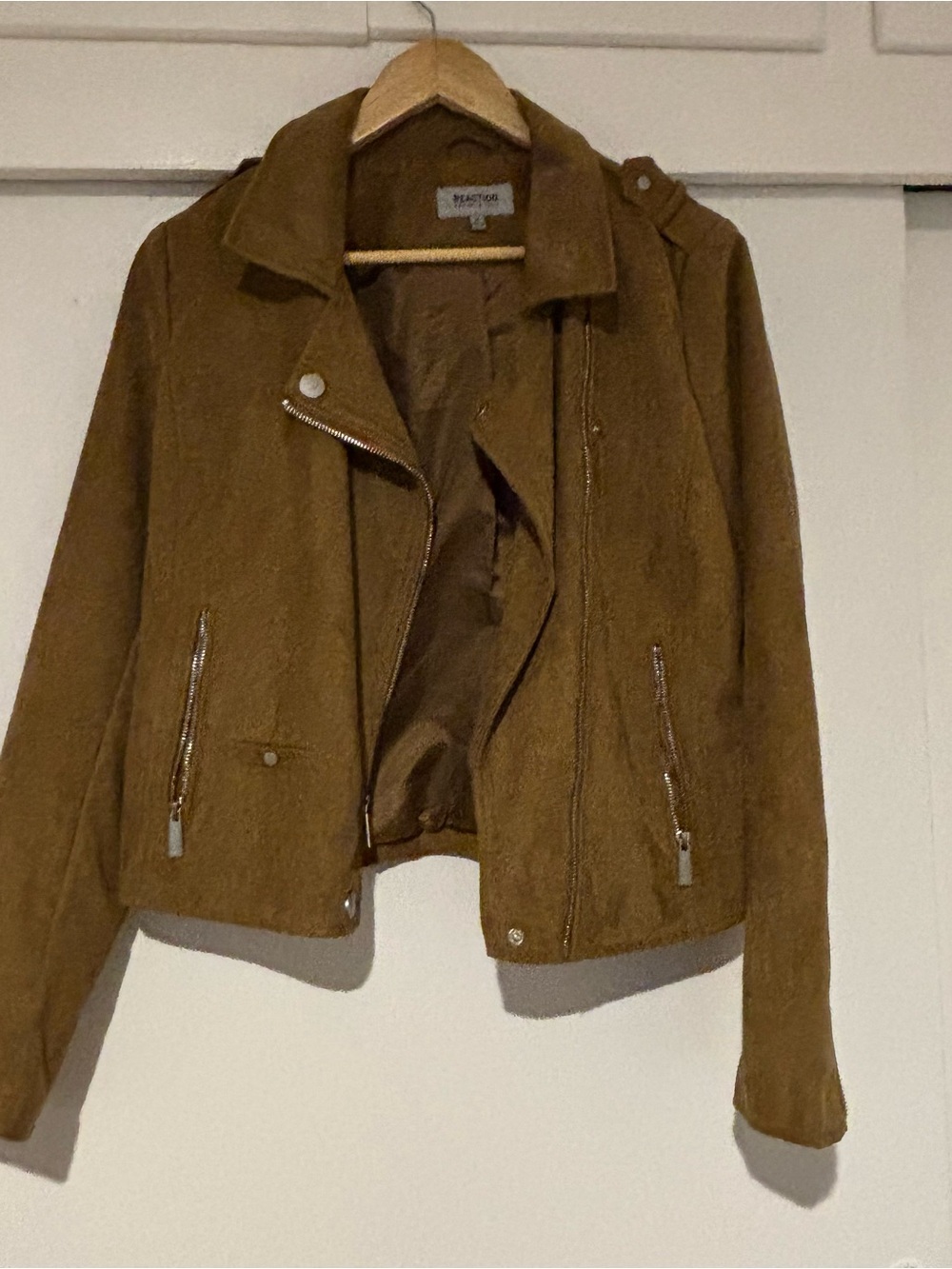 Reaction Kenneth Cole Size M Women’s Suede Zip-Cuff Jacket — Brown